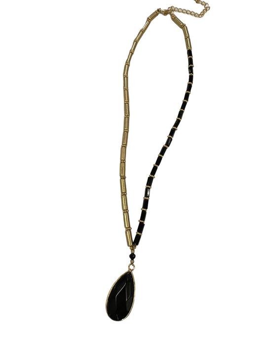 Black & Gold Tube Bead Necklace