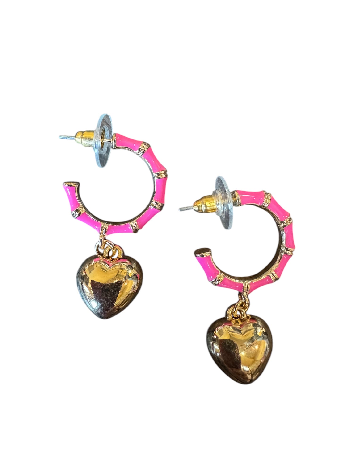 Hot Pink & Heart Earrings