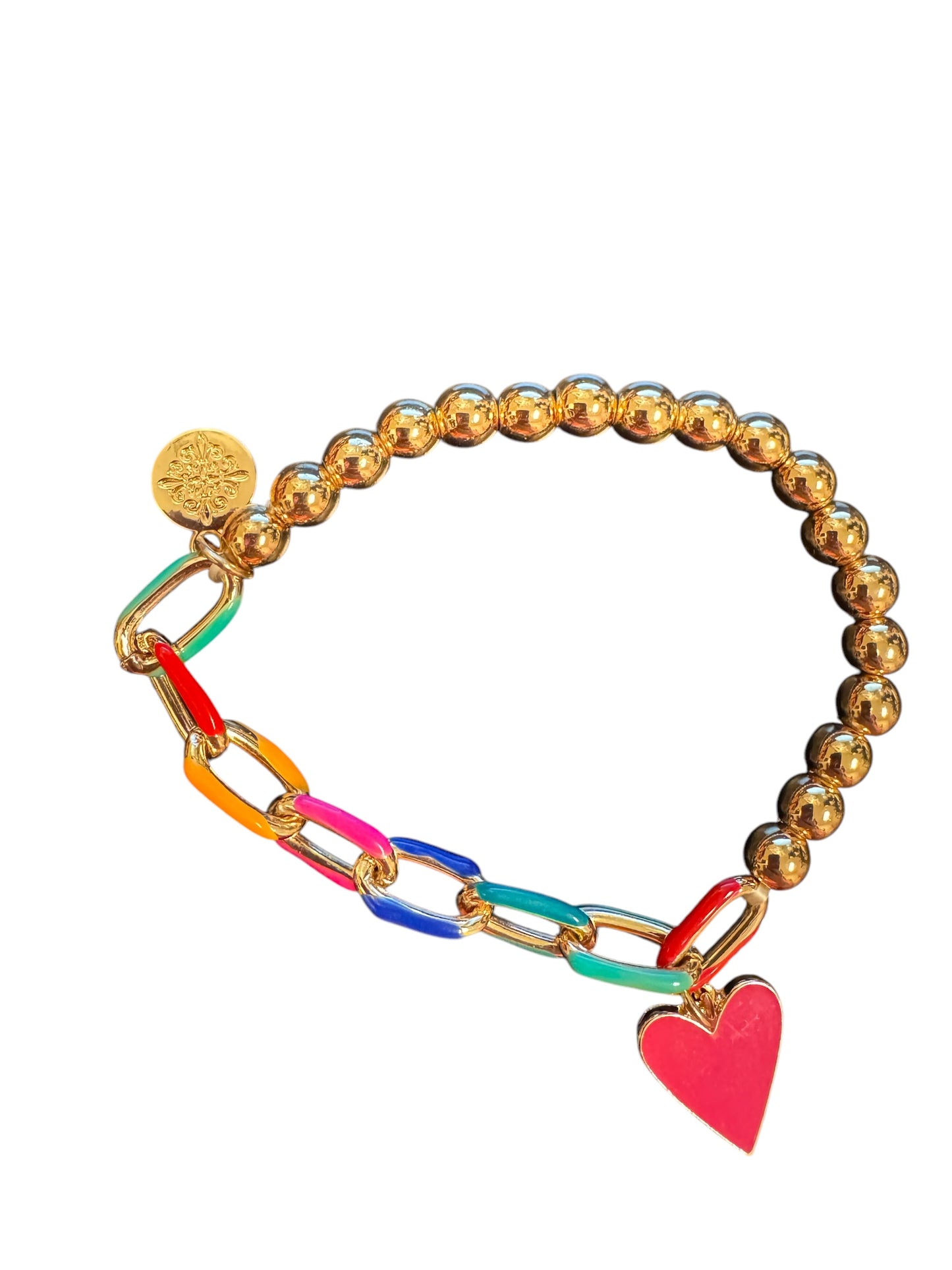 Colorful Enamel Link Heart Bracelet