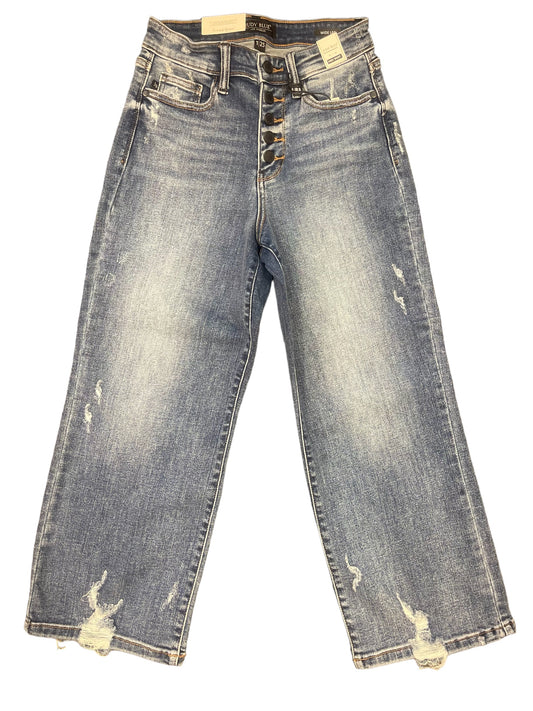 Judy Blue Button Fly Cropped Destroyed Jeans