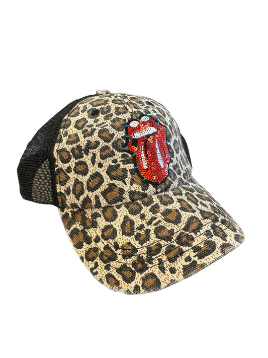 Leopard Rolling Stones Cap