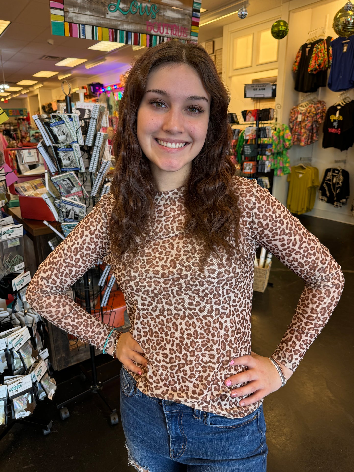 Light Cheetah Mesh Top