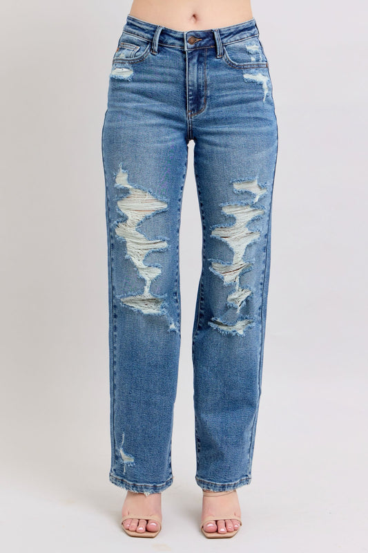 Judy Blue Destroyed Straight Leg Jeans