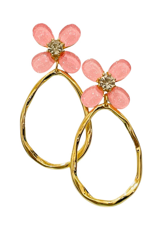 Pink Acrylic Flower Earrings