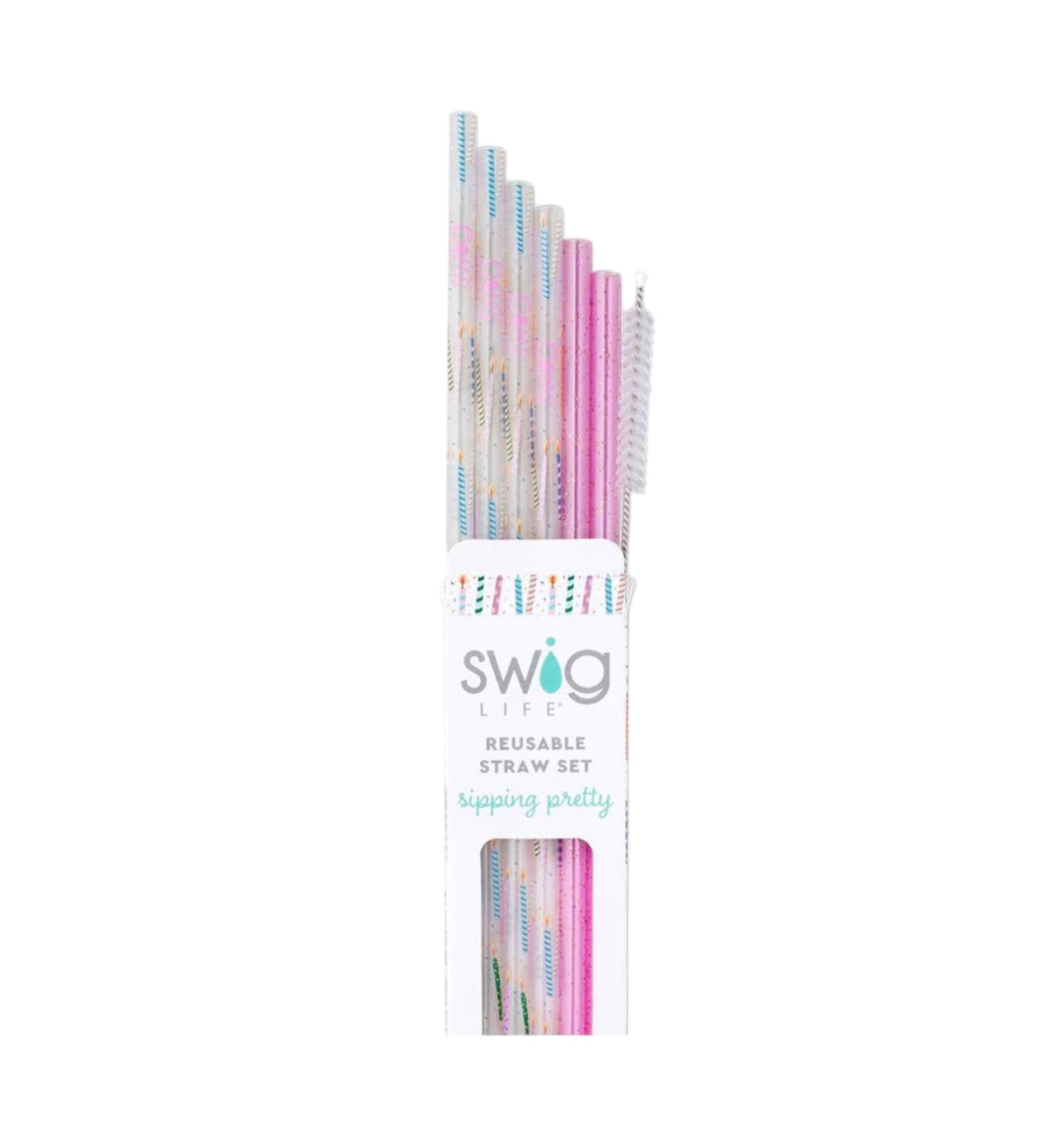 Swig Make a Wish + Purple Glitter Reusable Straw Set