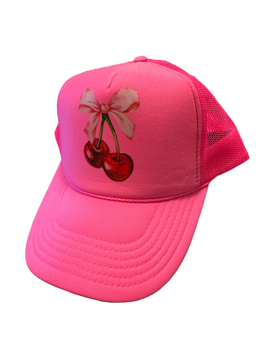 Pink Bow & Cherry Trucker Hat