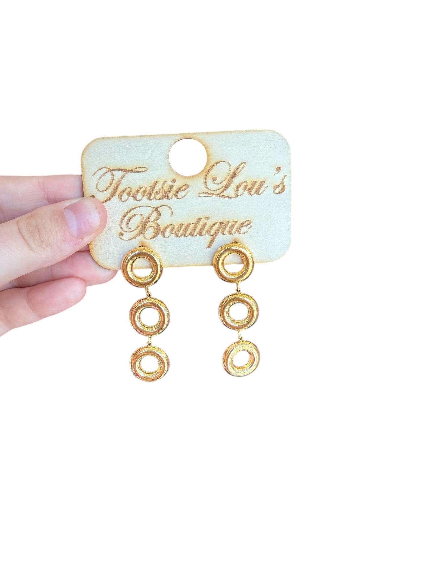 Gold Circle Dangle Earrings