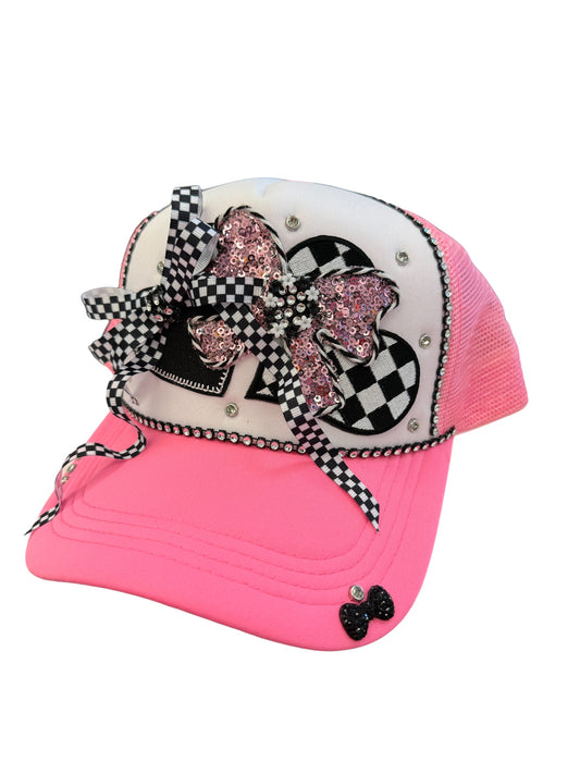 Pink & Black Checkered Trucker Hat