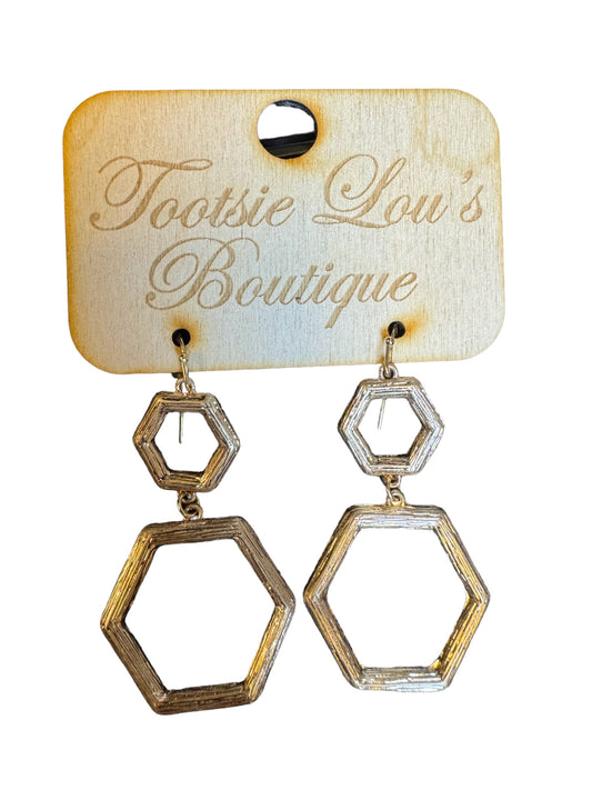 Gold Hexagon Earrings