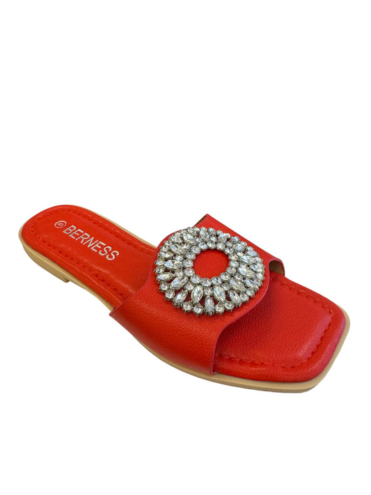 Rhinestone Red Slip On Sandals