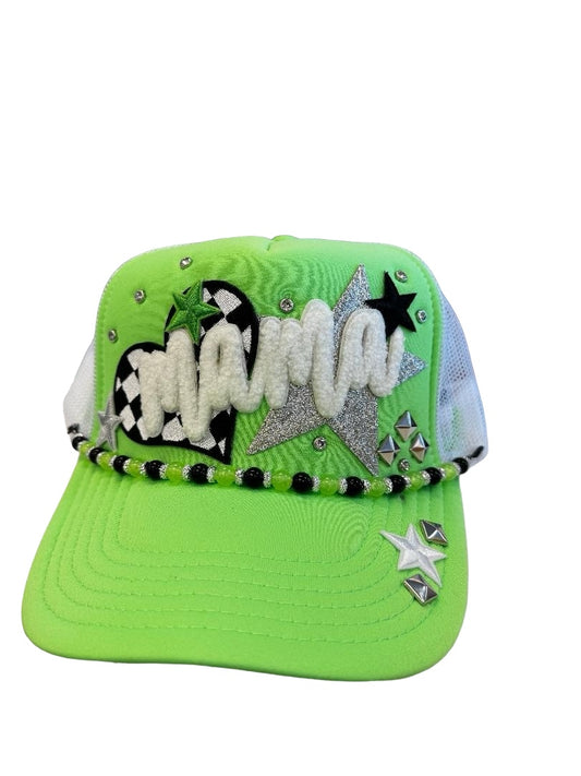 Neon Green Mama Trucker Hat