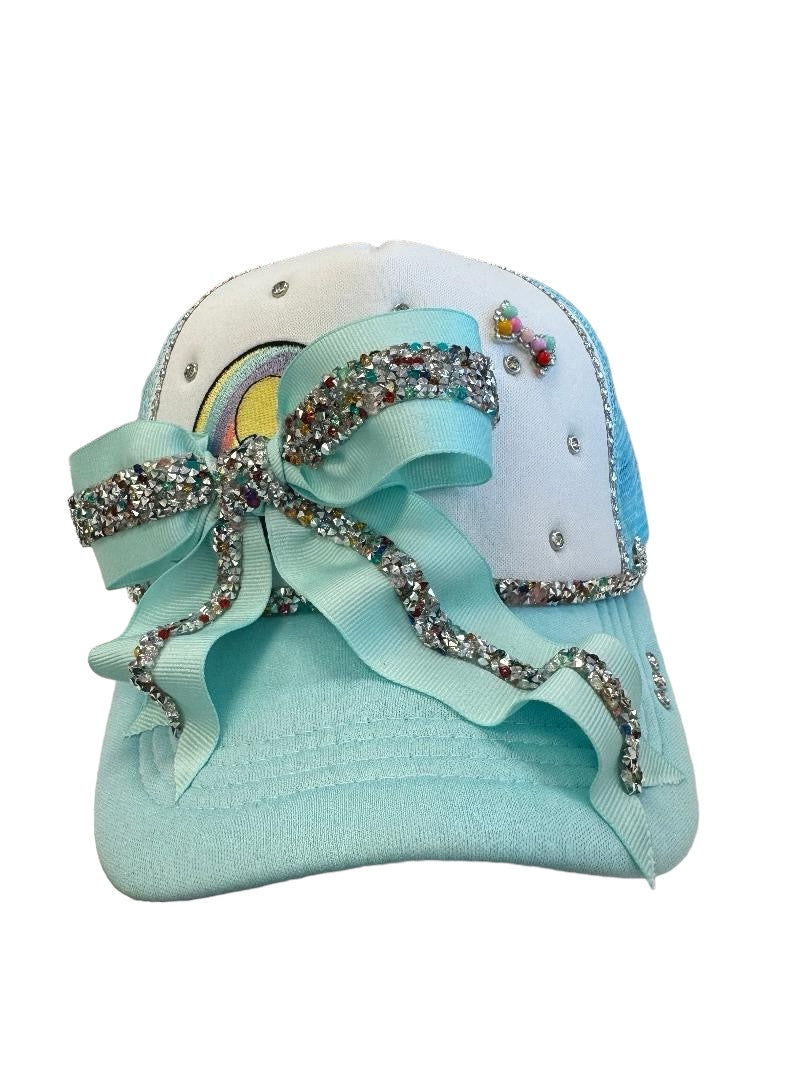 Light Aqua Blue Bow Trucker Hat