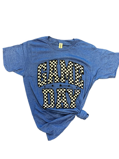 Blue Checkered Game Day Tee