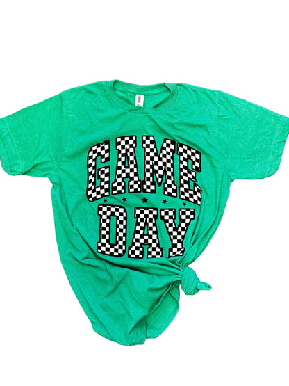 Green Checkered Game Day Tee