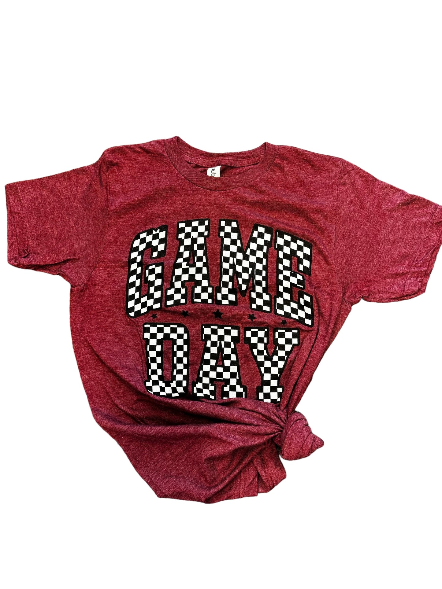 Maroon Checkered Game Day Tee