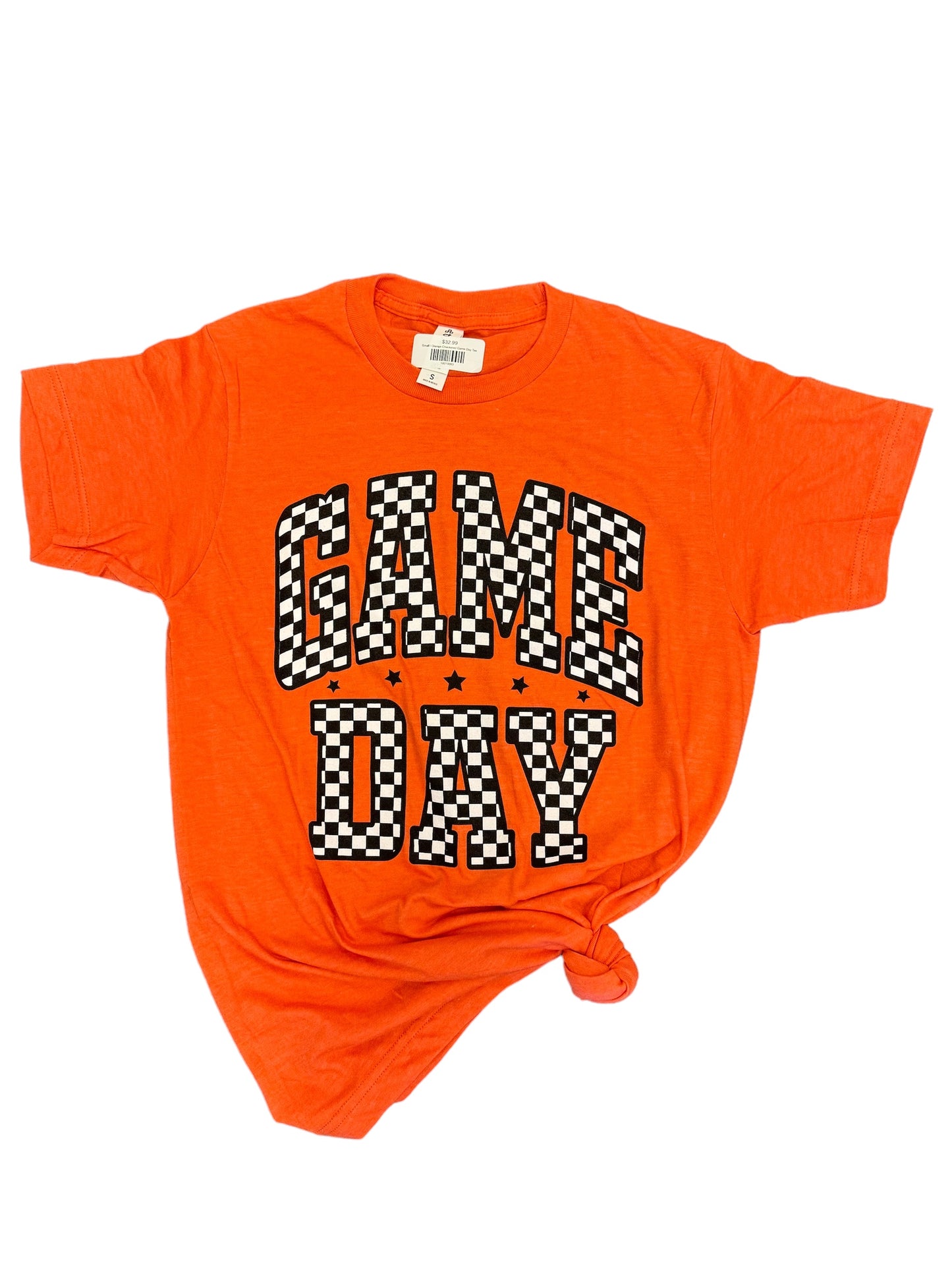 Orange Checkered Game Day Tee