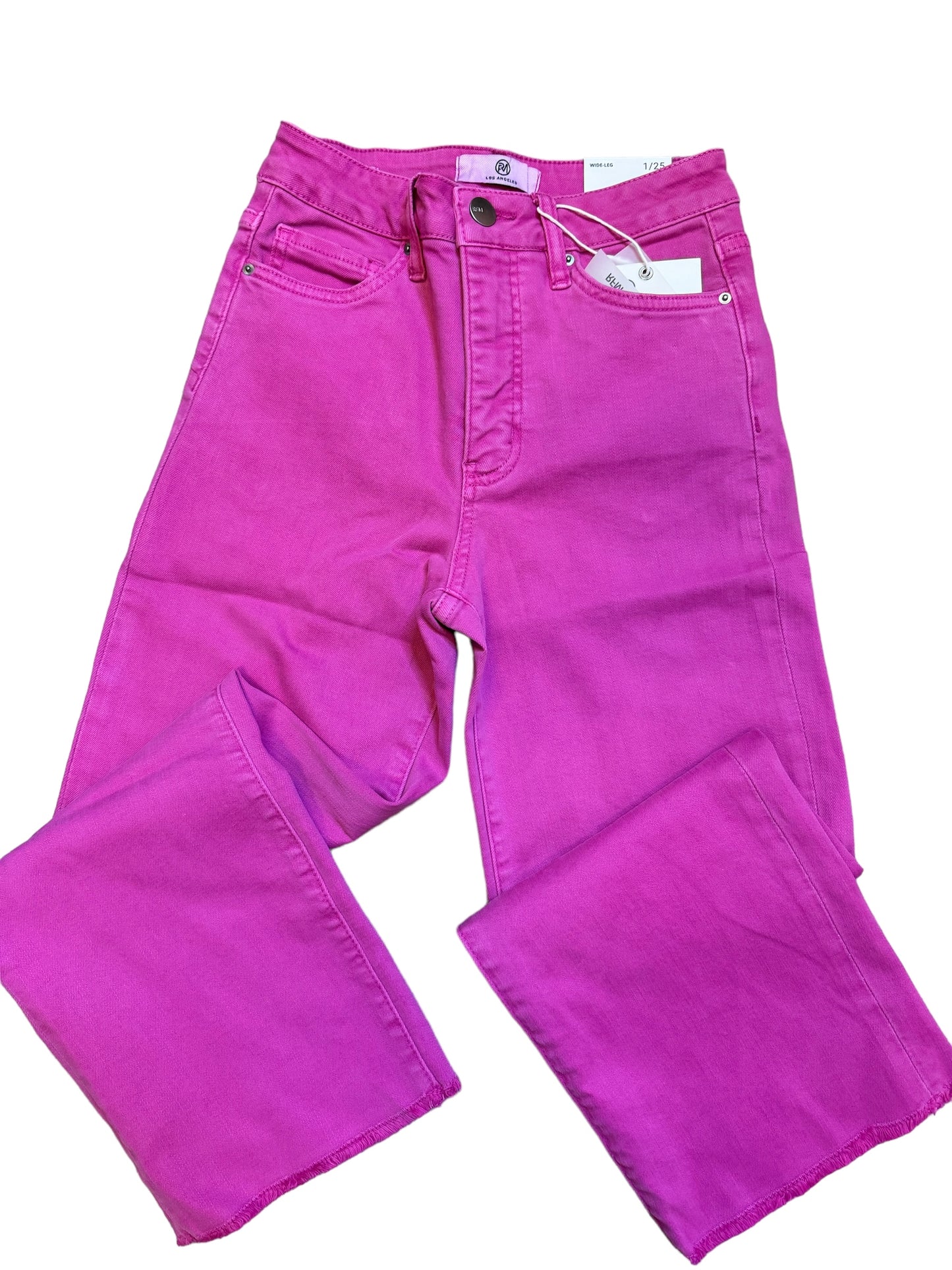 Hot Pink Crop Wide Leg Jeans