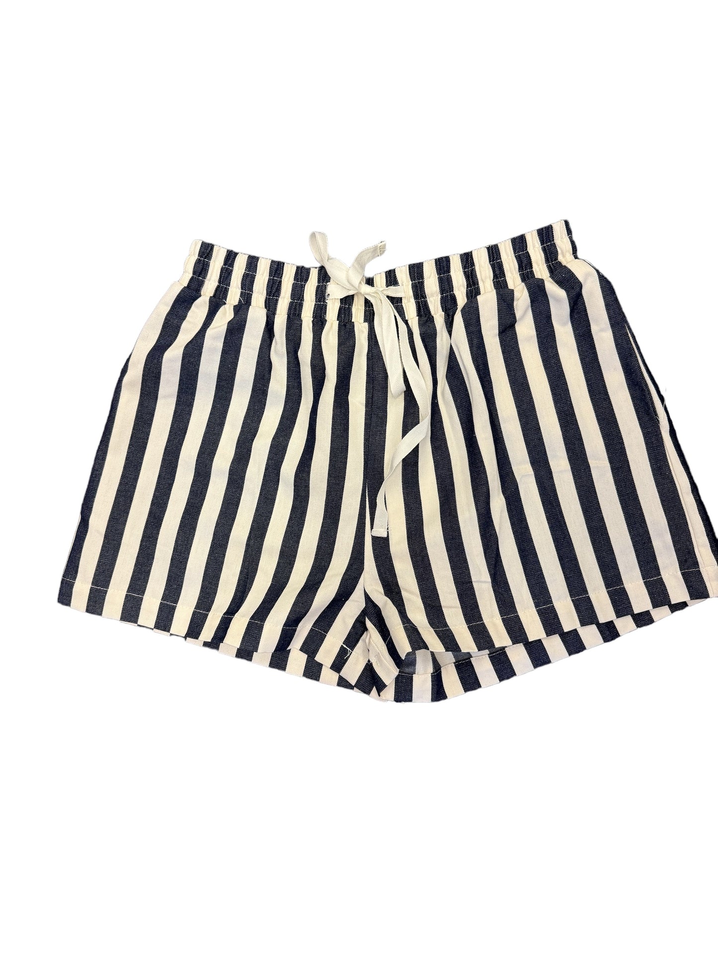 Navy Stripe Twill Denim Shorts