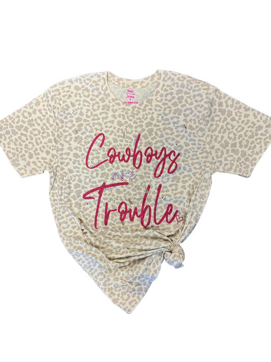 Cowboys Are Trouble Leopard Tee