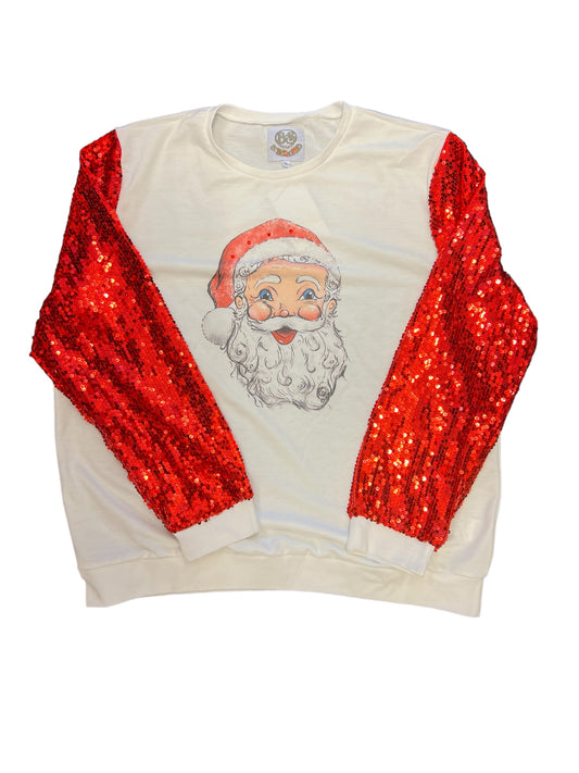 Santa Sequin Sleeve Christmas Top