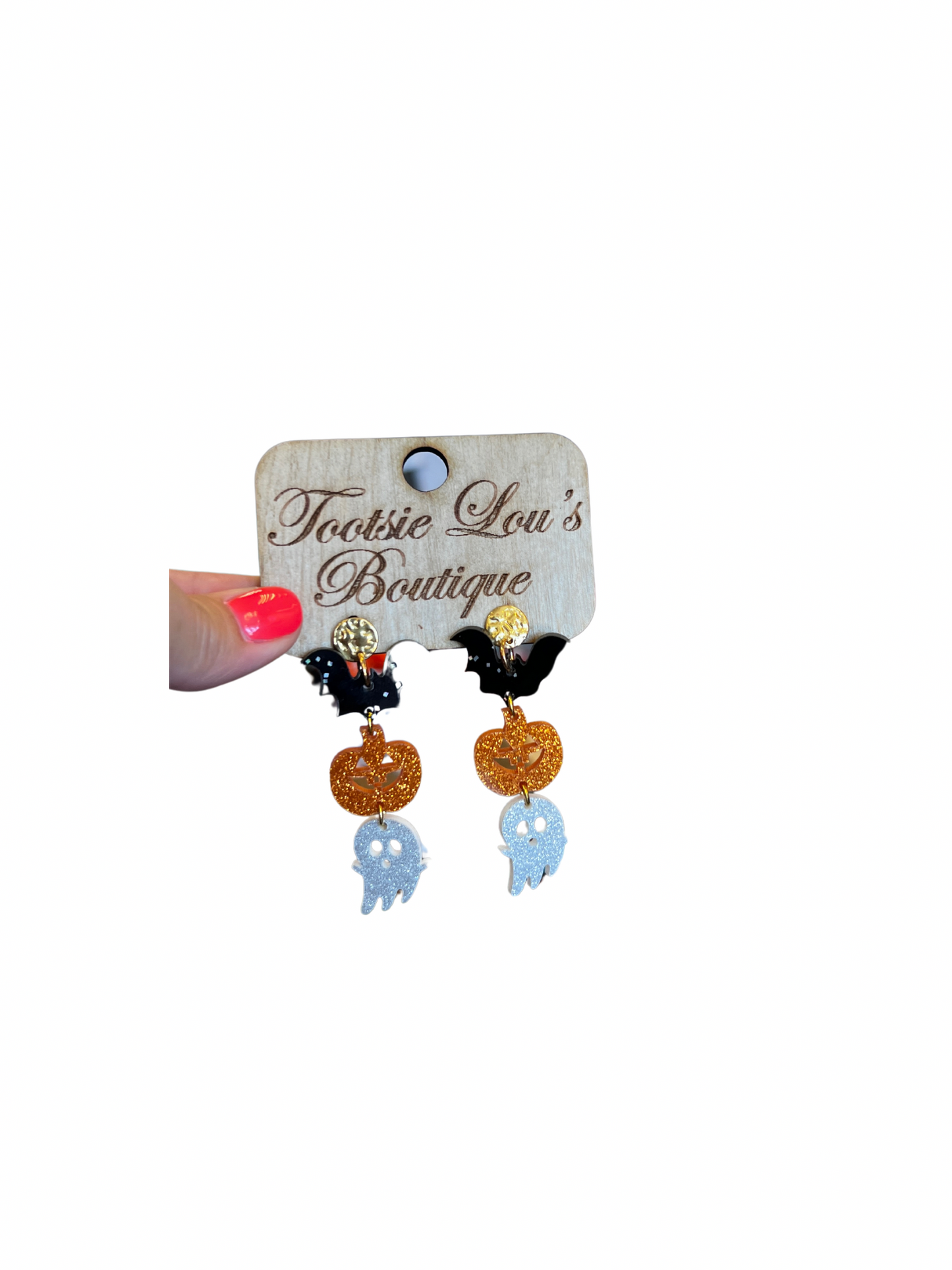 Bat Pumpkin Ghost Dangle Earrings