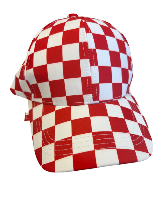 Red Checkered Trucker Hat