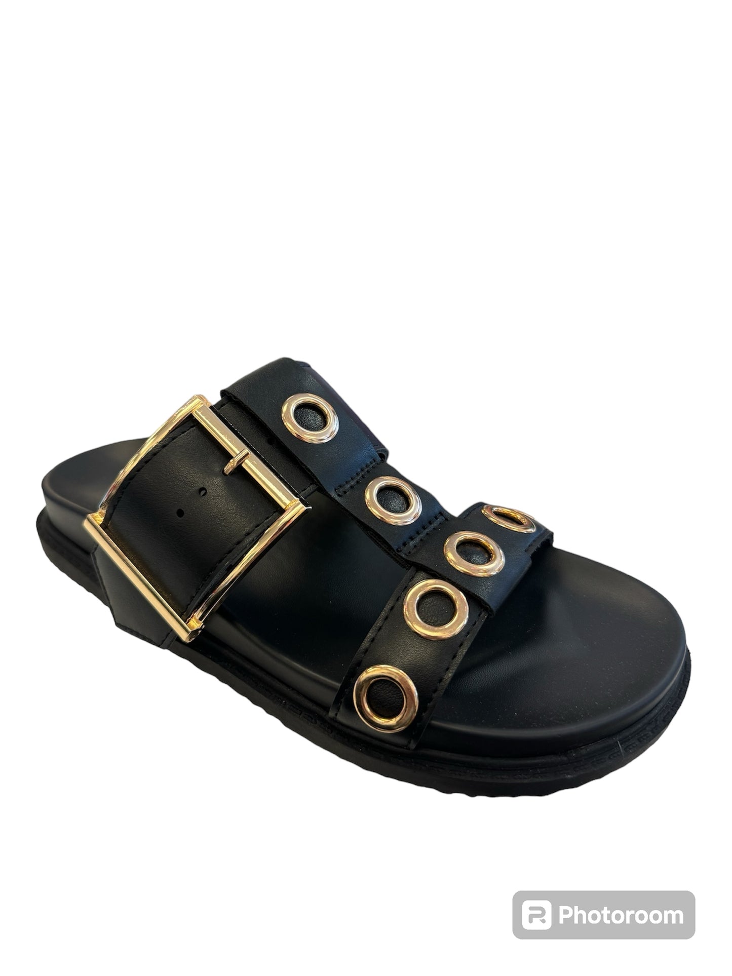 Rozalia Black Wedge Sandals