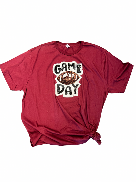 Maroon Game Day Sequin Tee