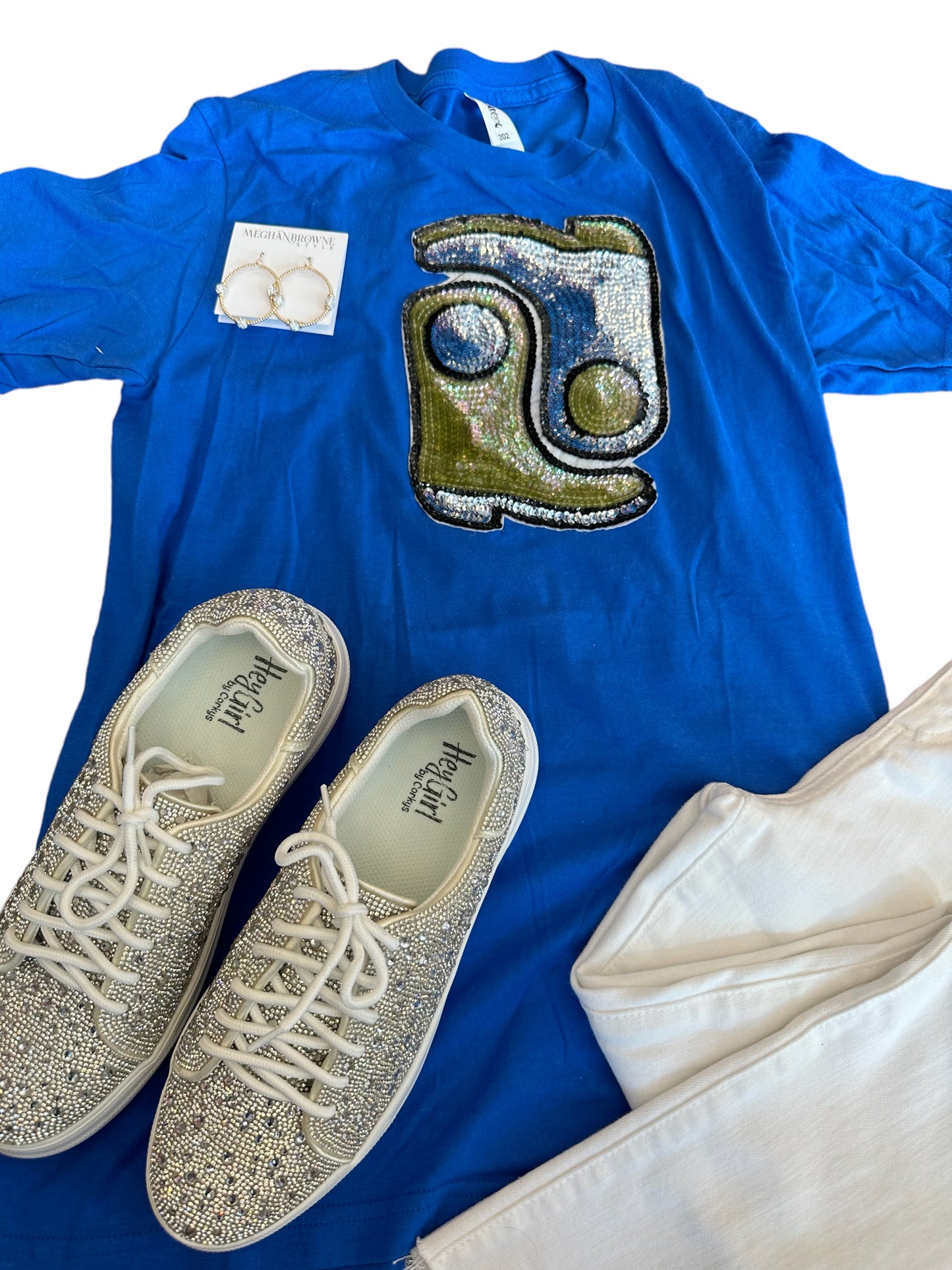 Sequin Boot Royal Blue Tee