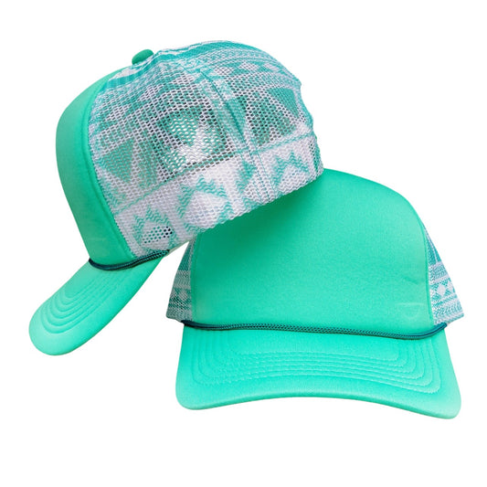 Teal Aztec Truckers Hat