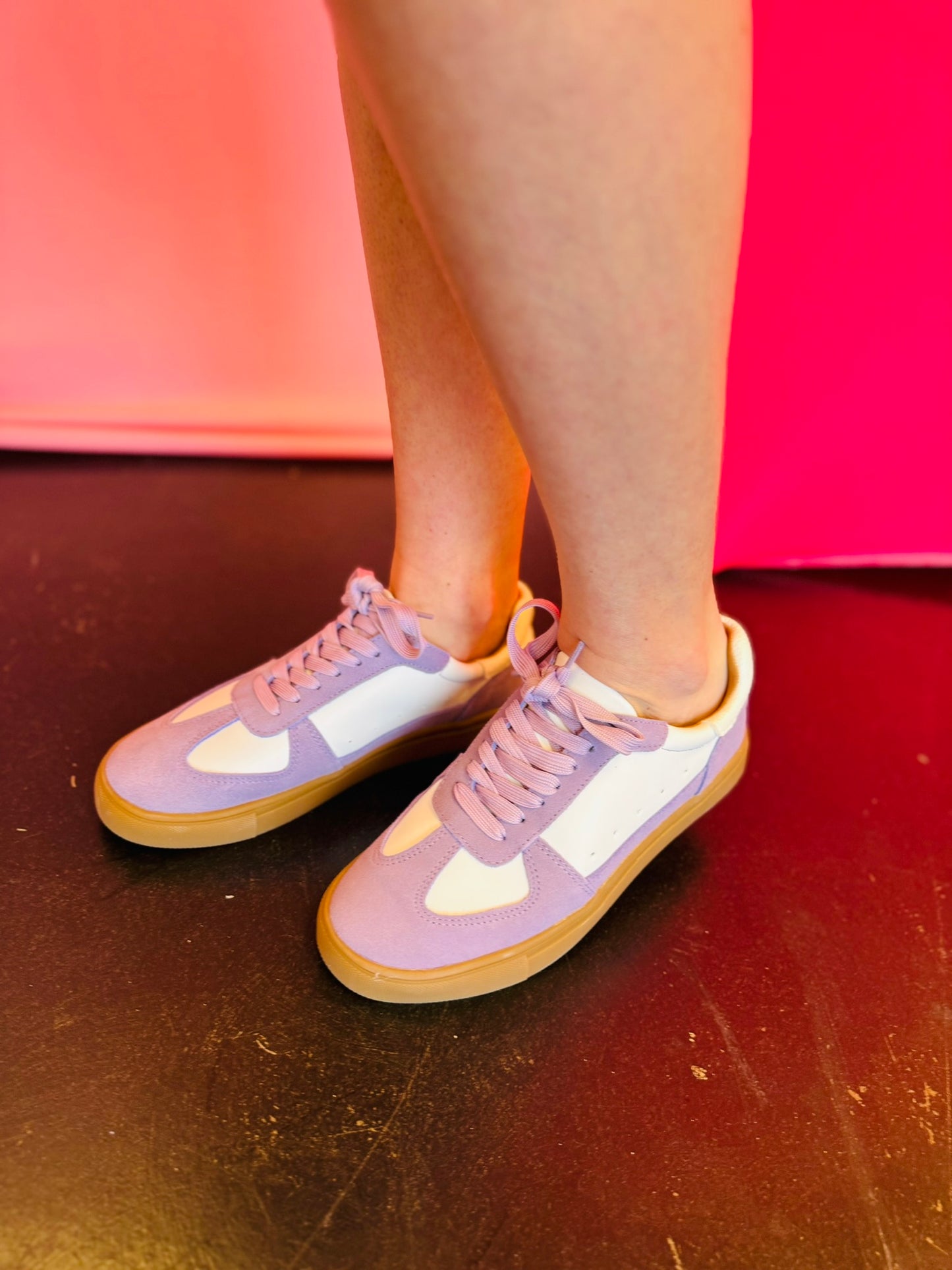 Katie Lilac Leather Suede Sneakers