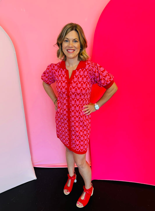 Red & Pink Abstract Dress