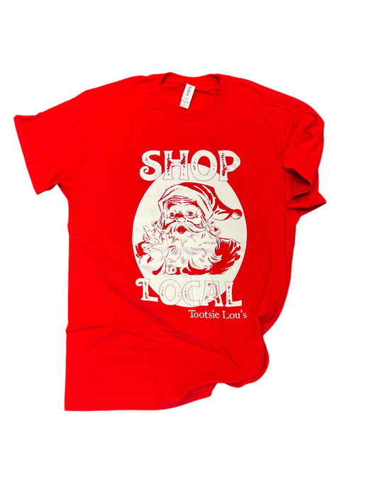 Red & White Shop Local Tee