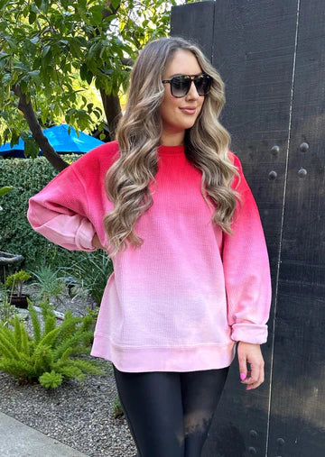 Red/Pink Luxe Corded Sweatshirt