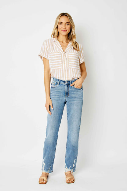 Judy Blue High Rise Straight Destroyed Jeans