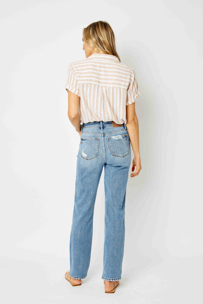 Judy Blue High Rise Straight Destroyed Jeans