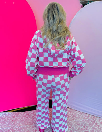 Pink Check Mate Easy Does It Pullover