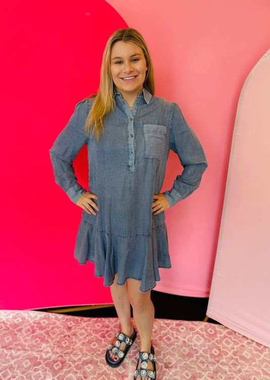 Long Sleeve Chambray Dress