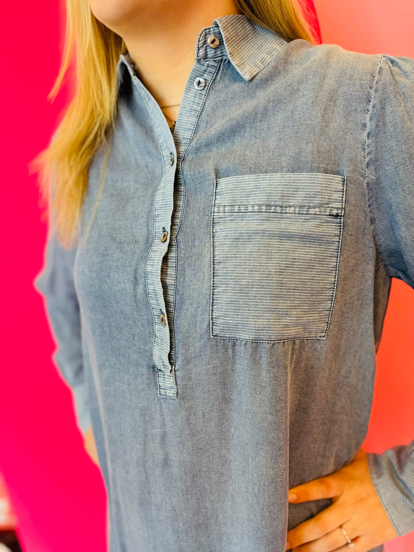 Long Sleeve Chambray Dress