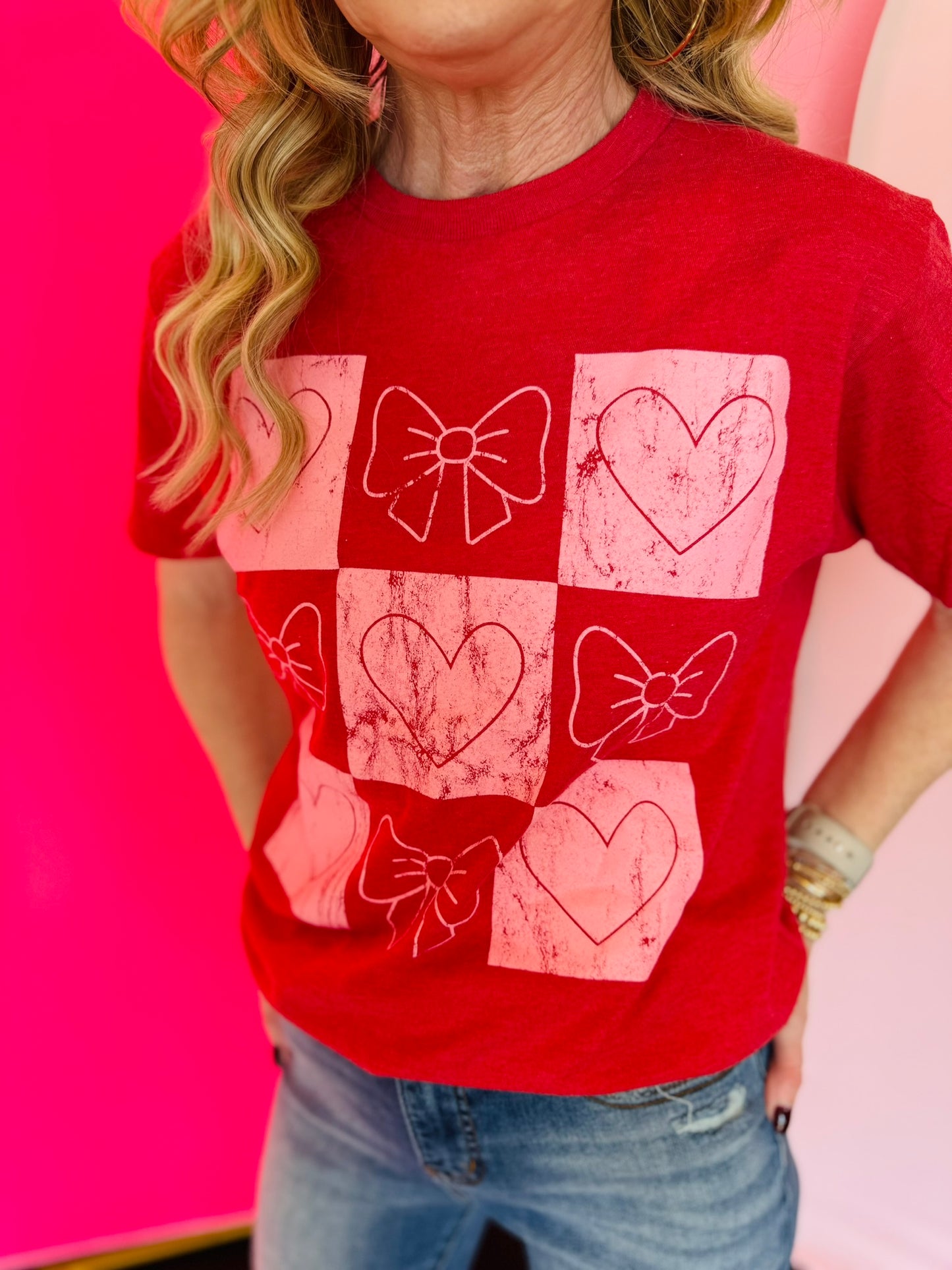 Checkered Bows & Heart Tee