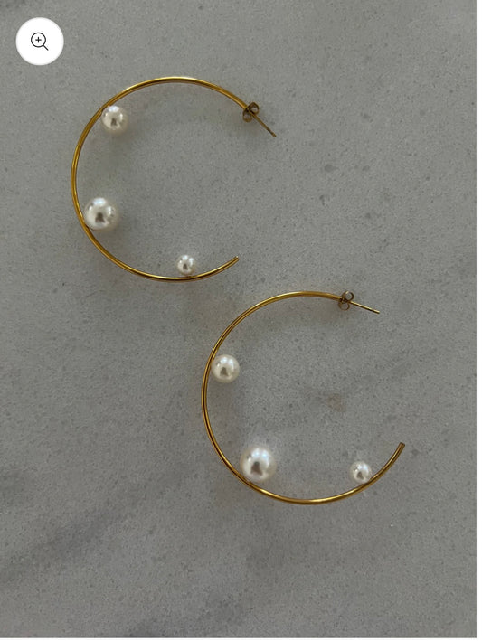 Large Pearl Hoops