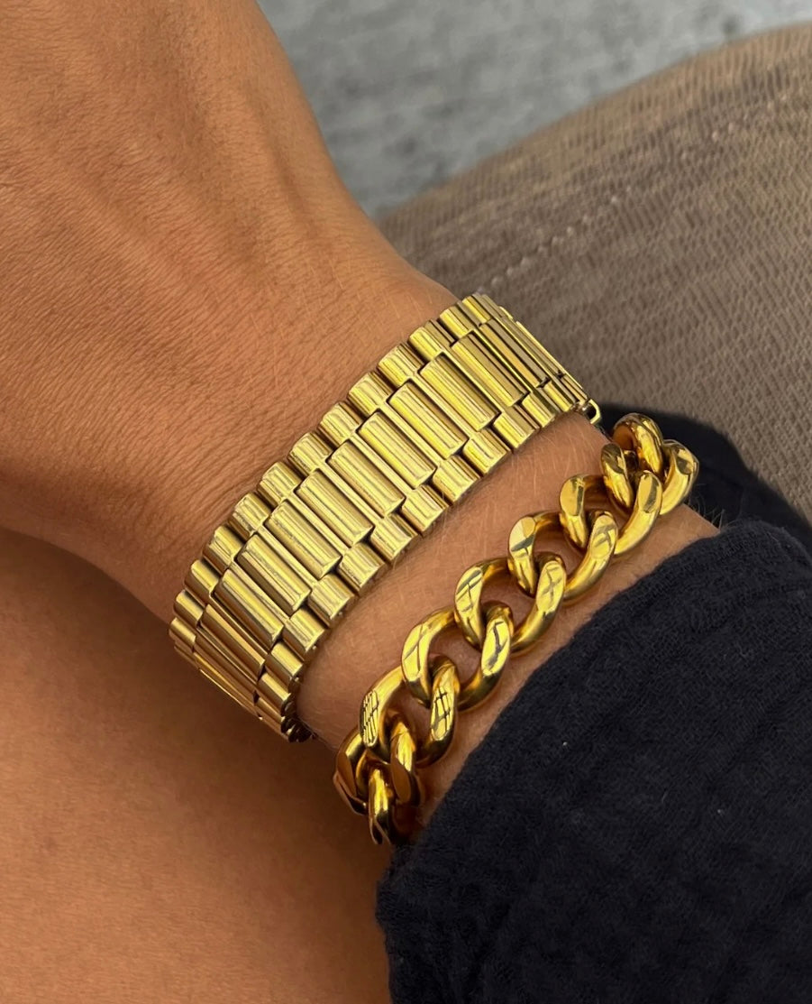 Thick Gold Watch Band Bracelet