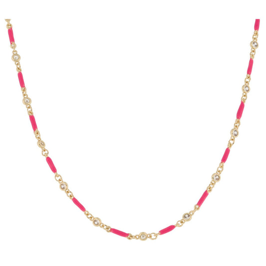 Hot Pink Enamel Link Necklace