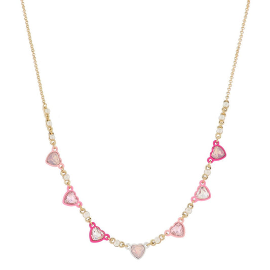 Multi Pink Enamel Heart Necklace