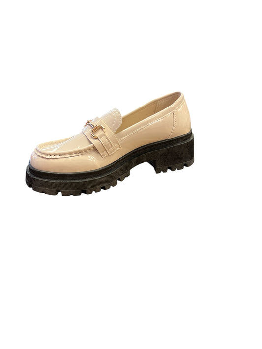 Beige Shiny Loafers