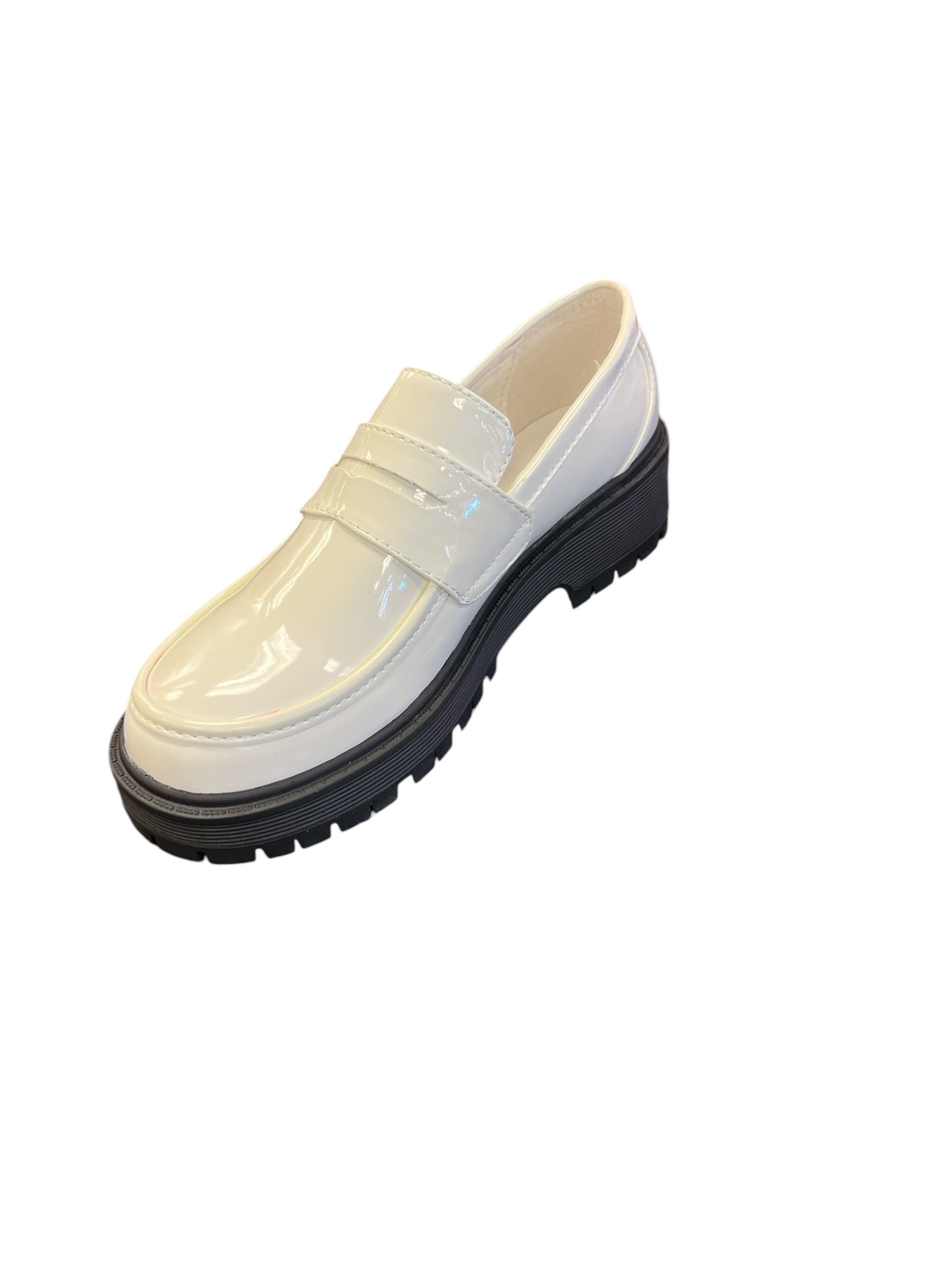 White Shiny Loafers