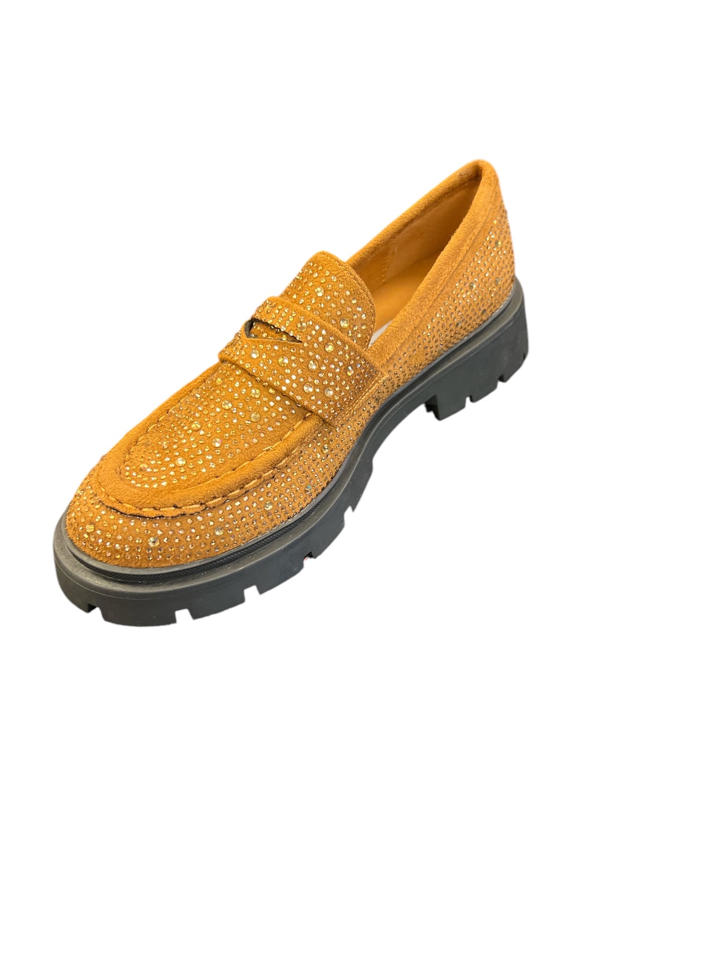 Brown Rhinestone Loafers