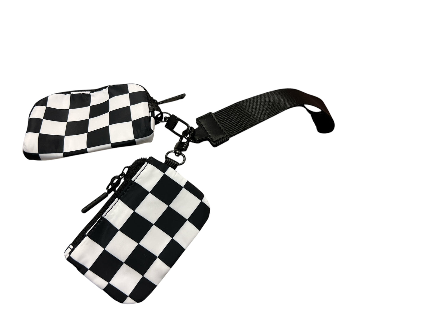 Double Wristlet - Black/White Checkered