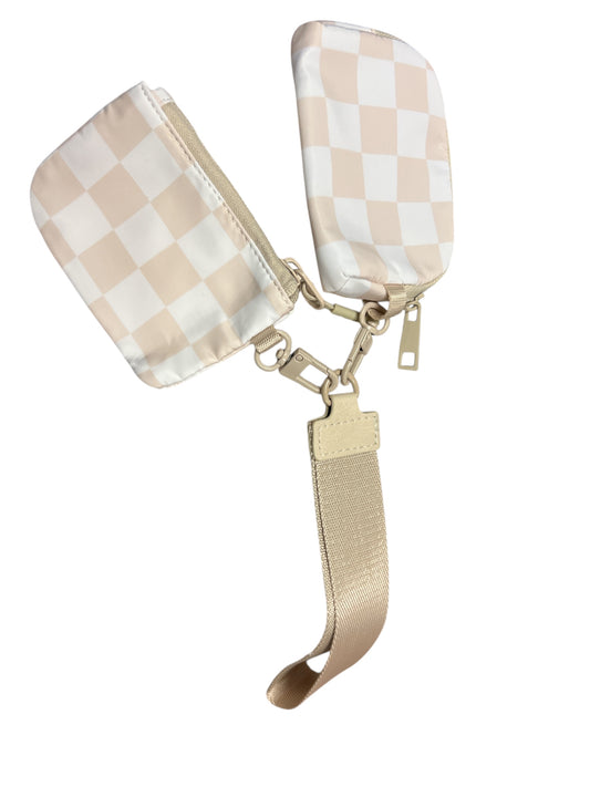 Double Wristlet - Neutral Checkered