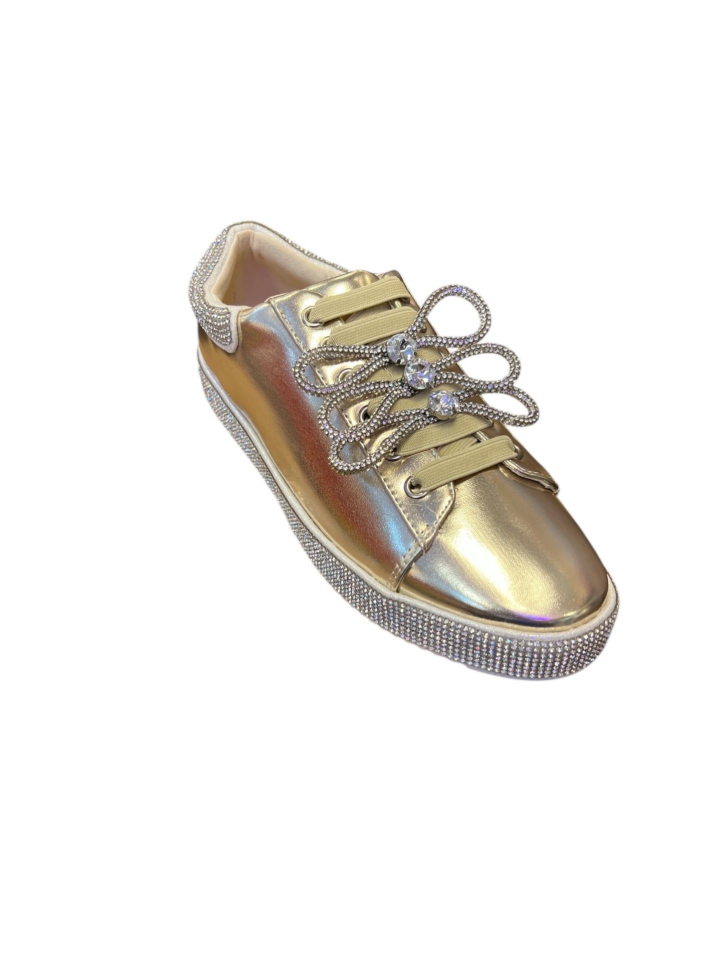 Gold Bow Rhinestone Sneaker